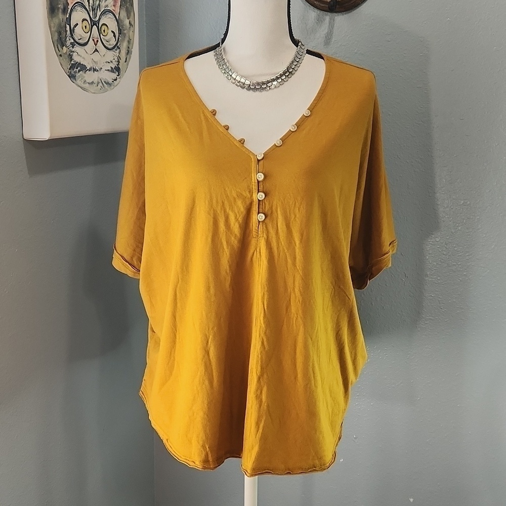 Oversized Button Front Sonoma Distressed Cotton Blouse
